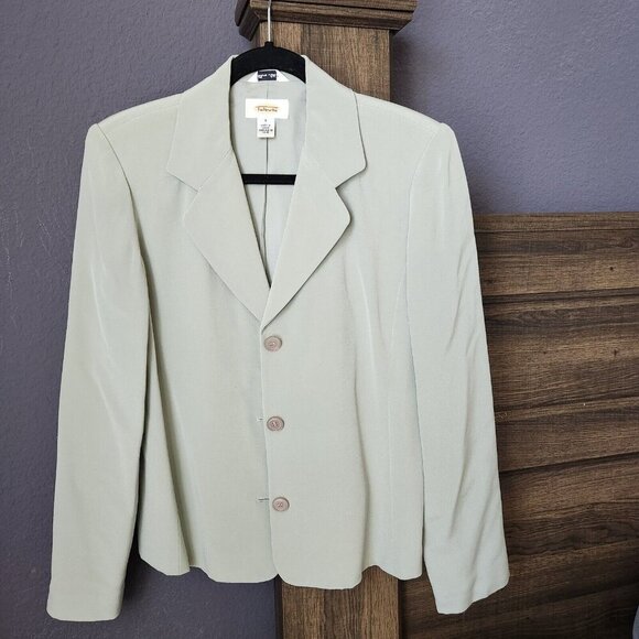 Talbots Pure Silk Blazer Jacket Women's 4 Gray Blue Business Casual‎ Elegant - Picture 3 of 16